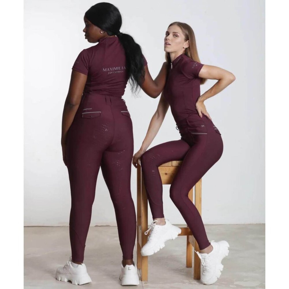 Maximilian Equestrian Pro Riding Leggings Size XL Full Seat Grip Wine